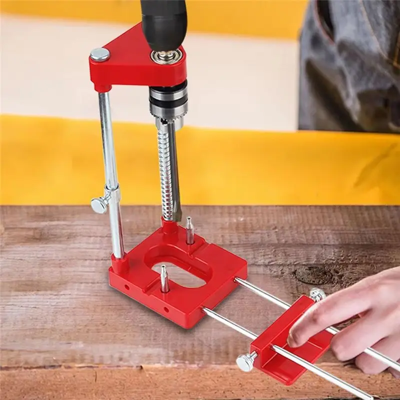 Woodworking Drill Locator Drilling Jig Punch Locator Holder Drill Guide Fixture With Scale Precise Positioner-B51B