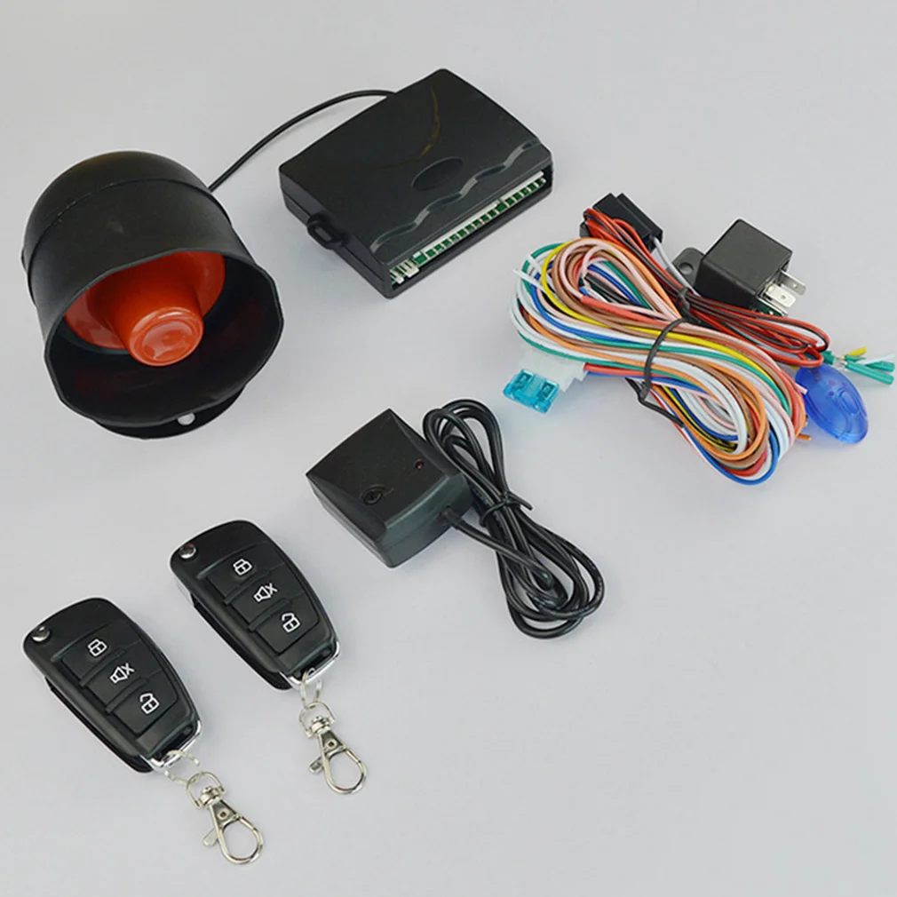 Car Vehicle Security System Burglar Alarm Protection Anti-theft System 2 Remote Control with Siren Wiring Harness Dropshipping