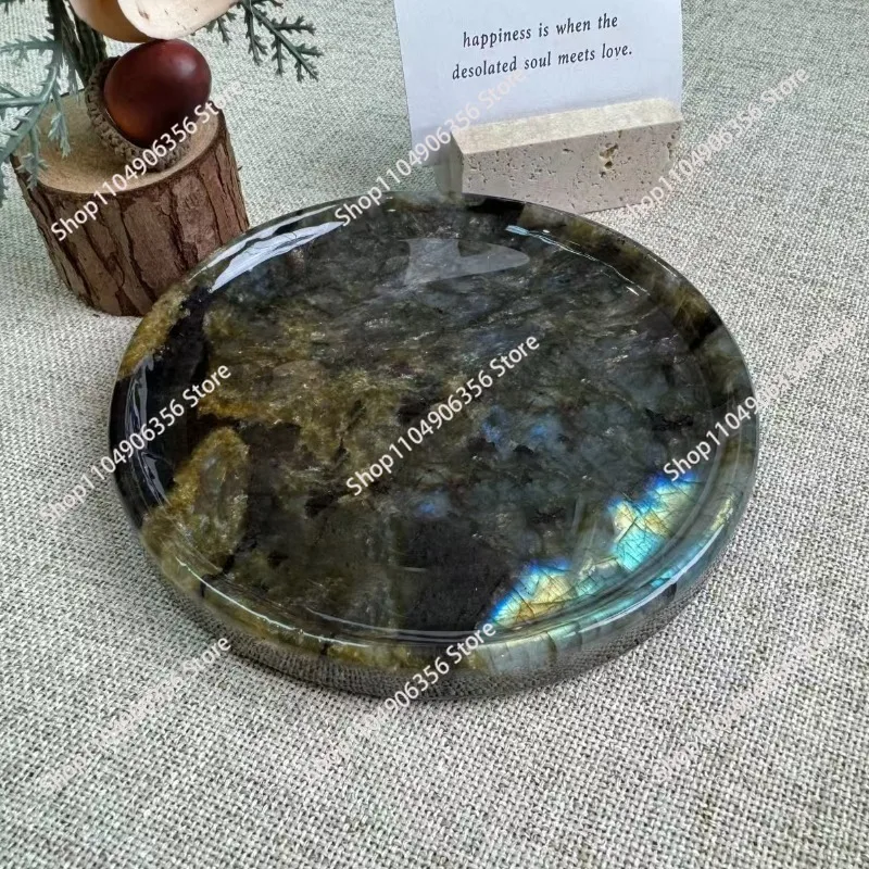 

for Crystal elongated stone rough stone tray disc moonstone ornament blue jadeite luxury stone crystal carving handicraft