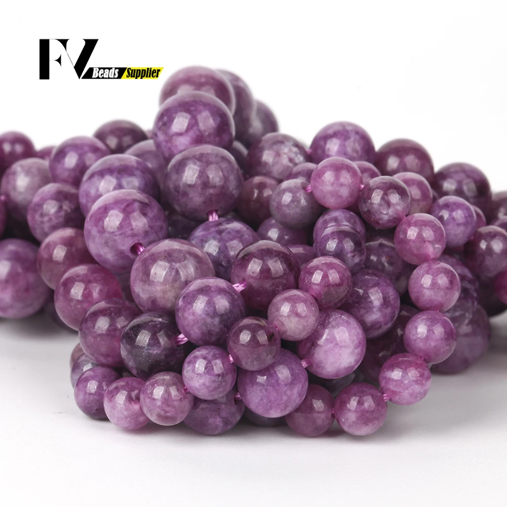 6/8/10mm Natural Stone Beads Lepidolite Jades Round Loose Spacer Beads for Jewelry Making Diy Bracelet Handmade Accessories