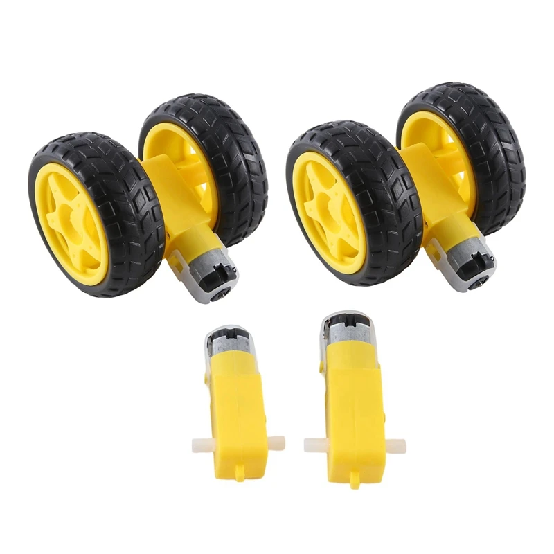 4 Pcs For Arduino Smart Car Robot Plastic Tire Wheel With DC 3-6V Gear Motor