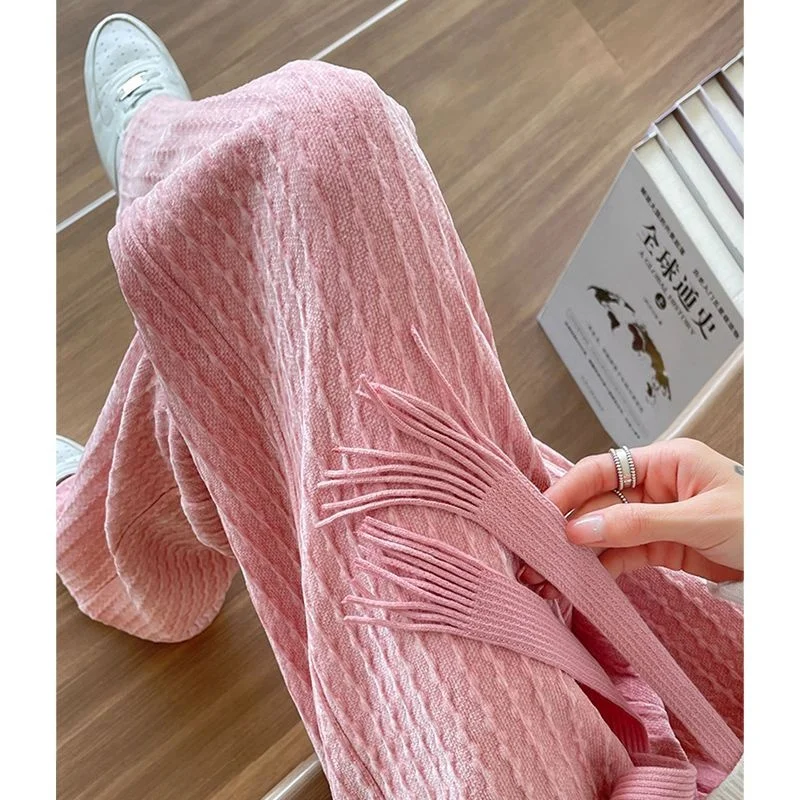 

Wide-leg Fashion Corduroy Pants Women Korean Style Soft 2023 New Autumn Witer Loose High Waist Straight Casual Trousers R32