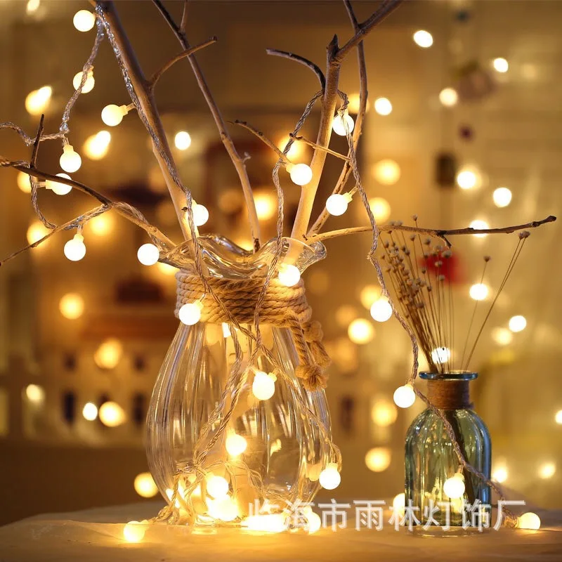 سلسلة إضاءة LED للتخييم في الهواء الطلق، أضواء وامضة، سلسلة أضواء ملونة، سلسلة أضواء كروية مستديرة صغيرة، جو عطلة عيد الميلاد #2