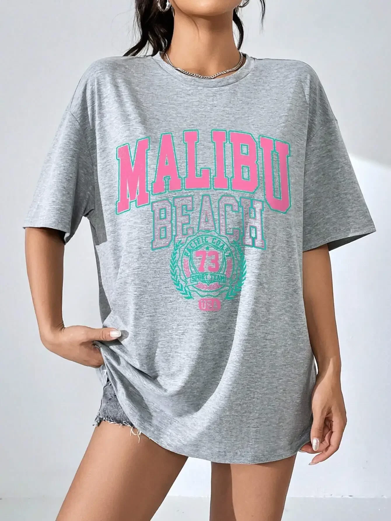 Malibu Strand Brief Drucken Drucken Frauen T-Shirts Straße Casual T-shirt Sommer Marke T Kleidung Hip Hop Atmungsaktive T-shirts Frauen