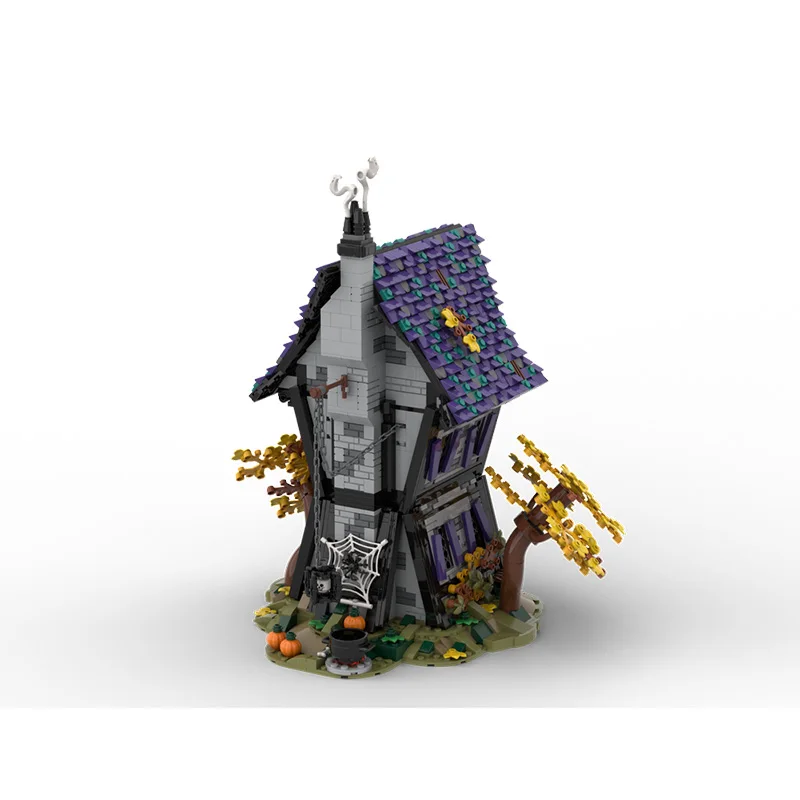 1912 Peças City Street Witches'House MOC, Blocos de Construção Modulares Personalizáveis com Tecnologia, Modelo de Design DIY para Crianças, Brinquedo de Montagem para Meninos, Presente