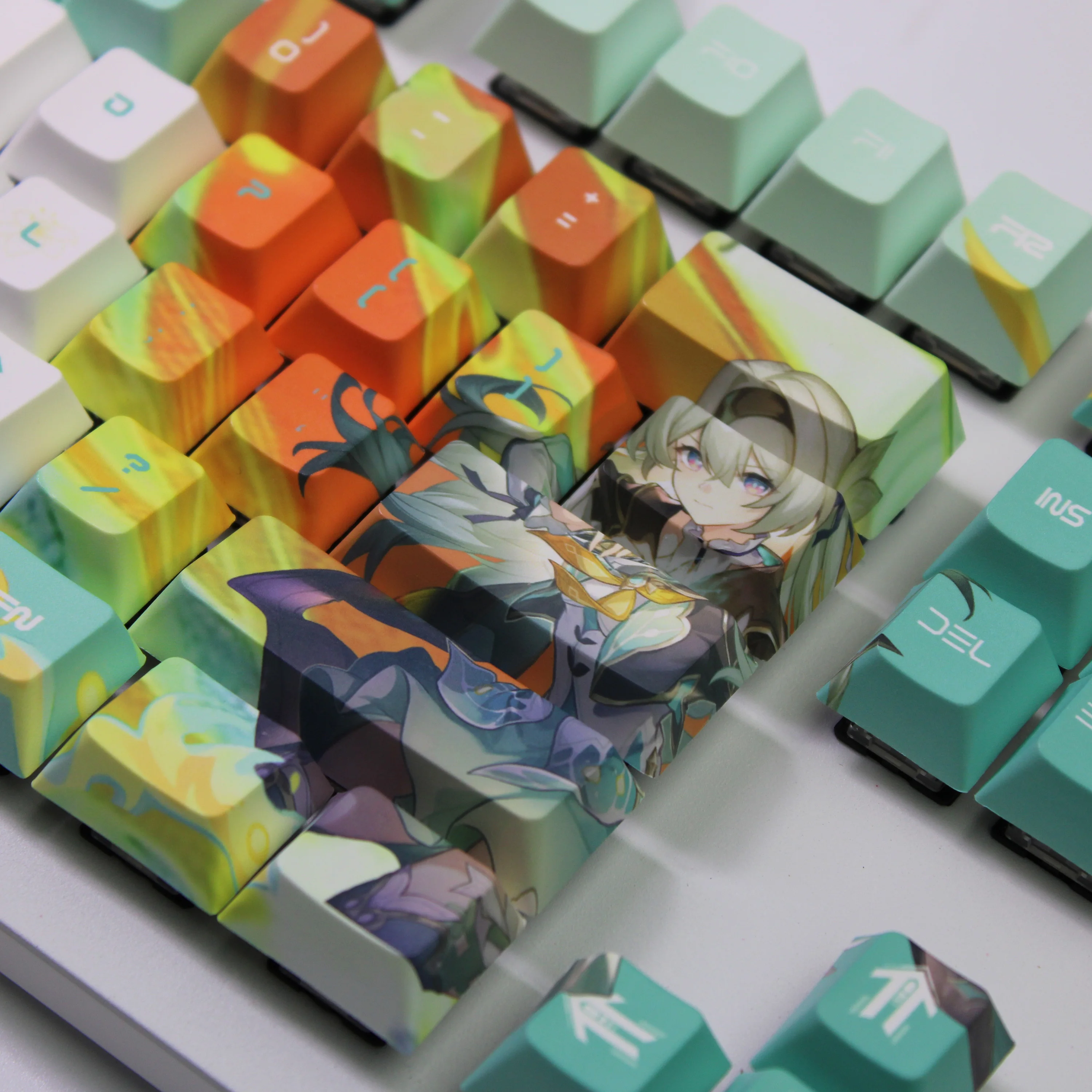 Honkai: Star Rail Firefly Keycap MOA Cherry Cartoon Pbt Sublimation Customized Keycaps For Mechanical Keyboard Gamer Accessories