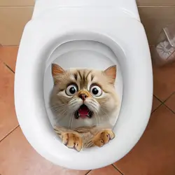 Funny Creative 3D Cat Toilet Stickers DIY Water Resistant Wall Sticker Squirrel Self-adhesive Toilet Seat Decals