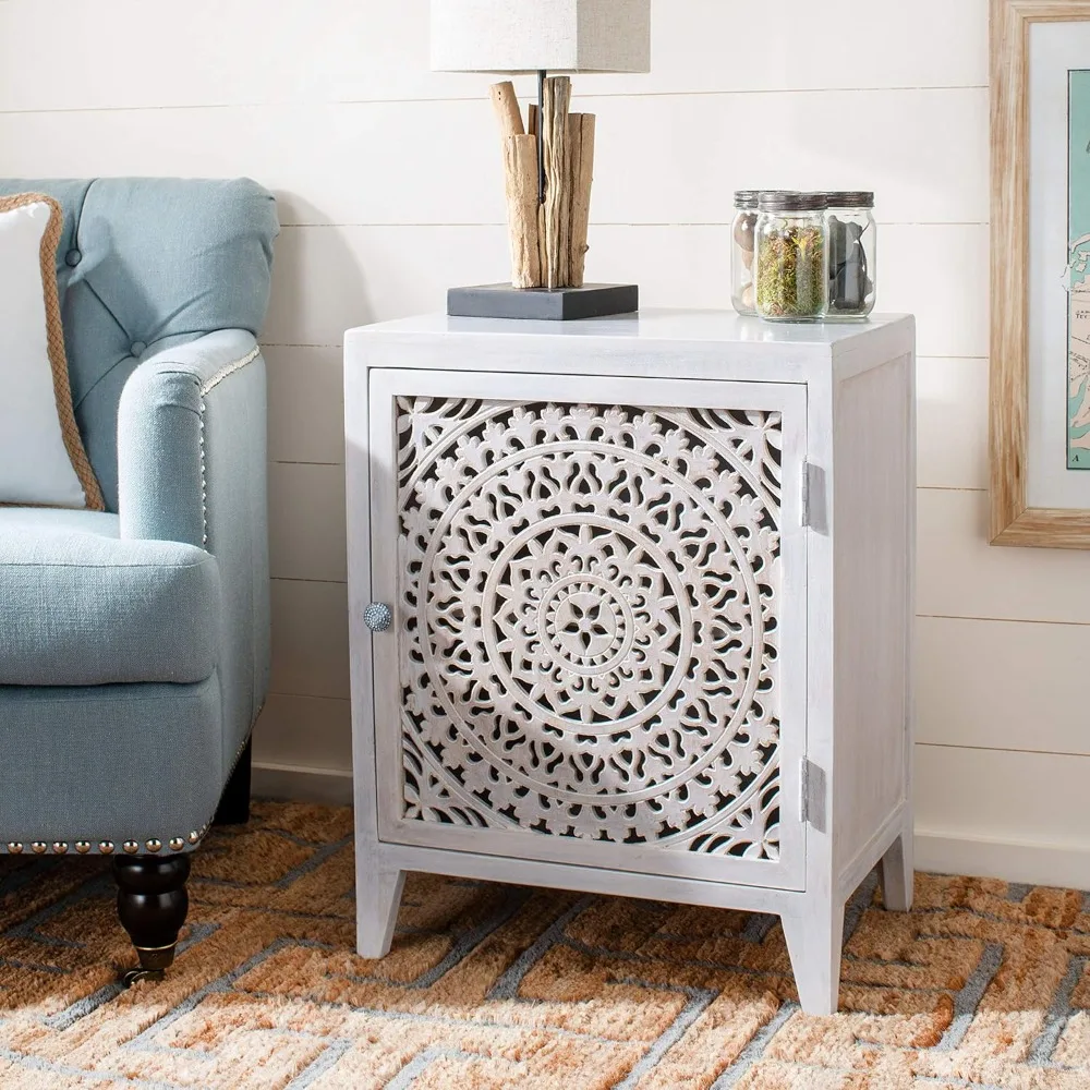 Home Thea Brown 1-door Carved Mandala Nightstand