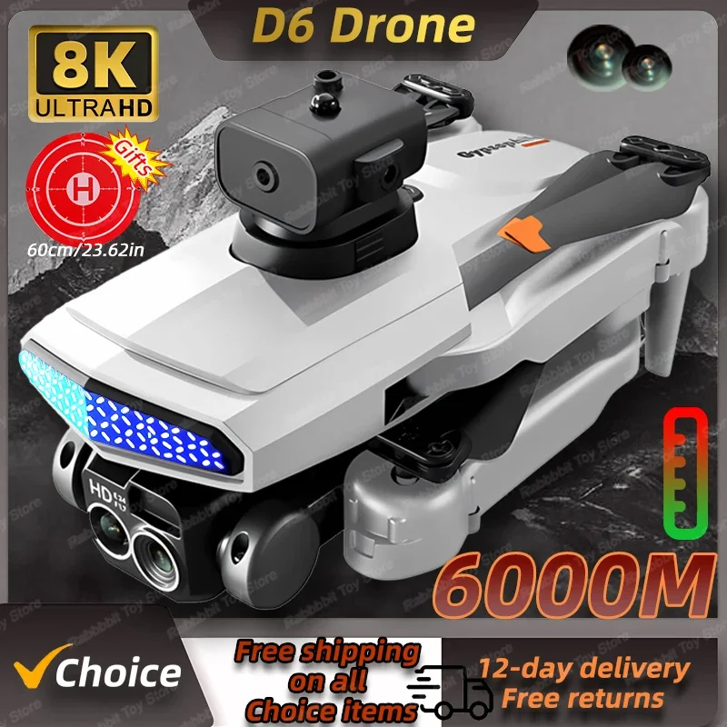 New D6 Mini Drone 4k Profesional 8K HD Camera Obstacle Avoidance Aerial Photography Brushless Foldable Quadcopter Gift Toy 6000M