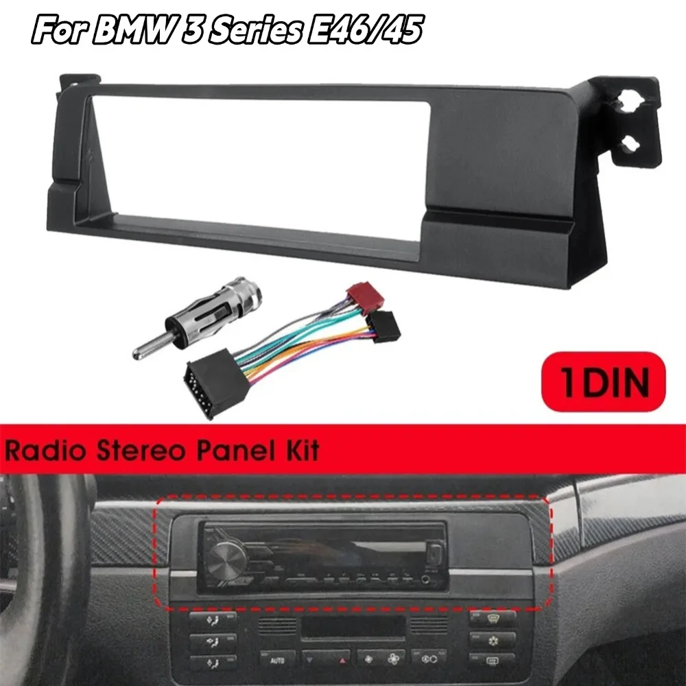 1 الدين راديو اللفافة لوح مهايئ مع الأسلاك تسخير لسيارات BMW 3 Series E46/45 1998-2005 DVD تعديل الإطار سلك الطاقة