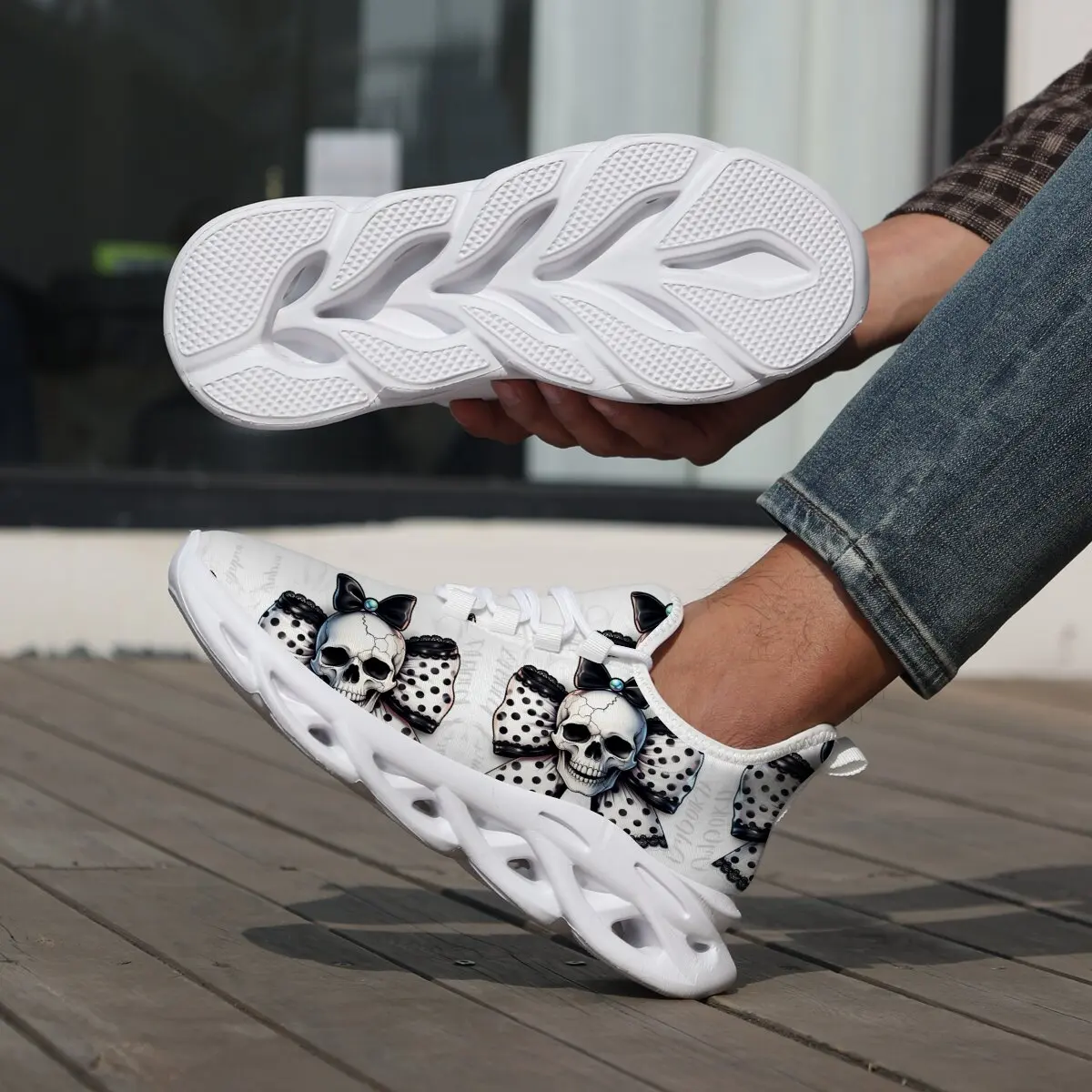 

Skull Polka Dot Bows Athletic Sneakers Black Running Shoes All Seasons Mens Shoes Fashion Running Footwear Boys Shoes