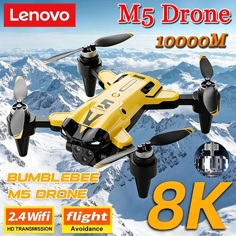 

Lenovo M5 Drone 8K Professional HD Triple Camera Brushless Motor Optical Flow Positioning Foldable Quadcopter RC Drone Toy New