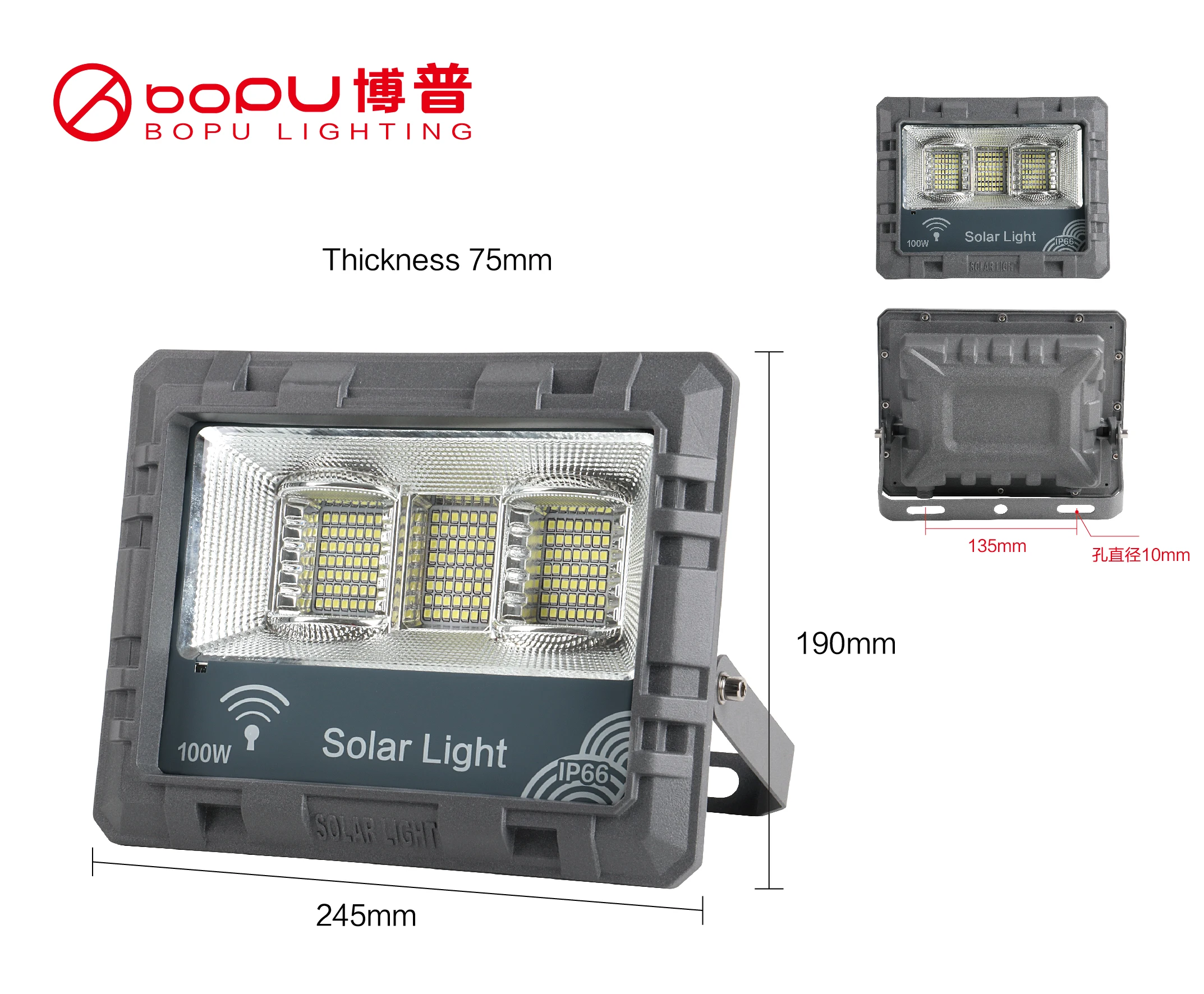 Garden square IP66 Waterproof Solar Led Flood Light Solar LED Flood Light Outdoor Street Lamp with Remote Control