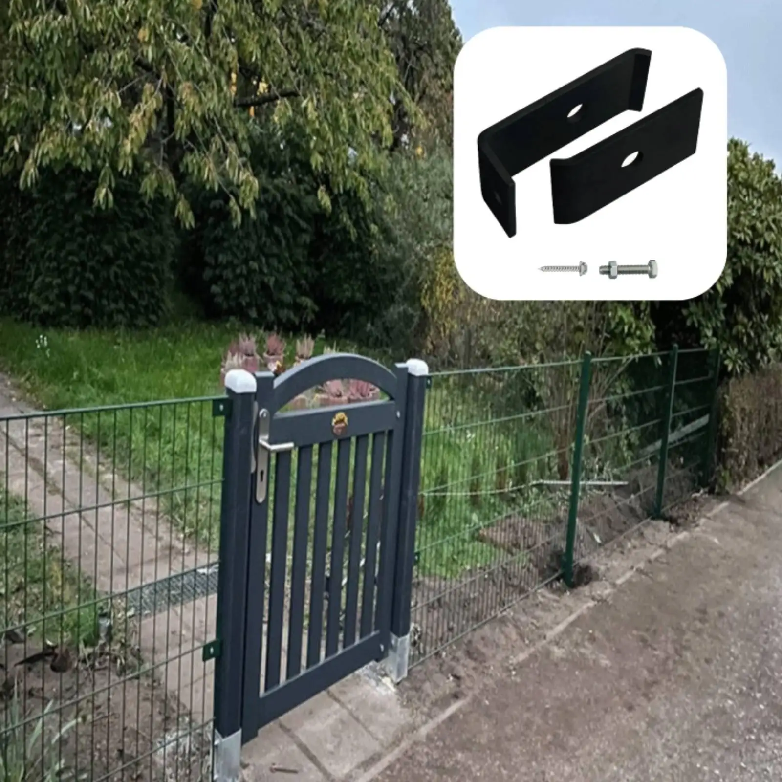 Curved Fence Bracket Set for Grid Panel Mounting Hardware Kit with Screws for Garden Fence