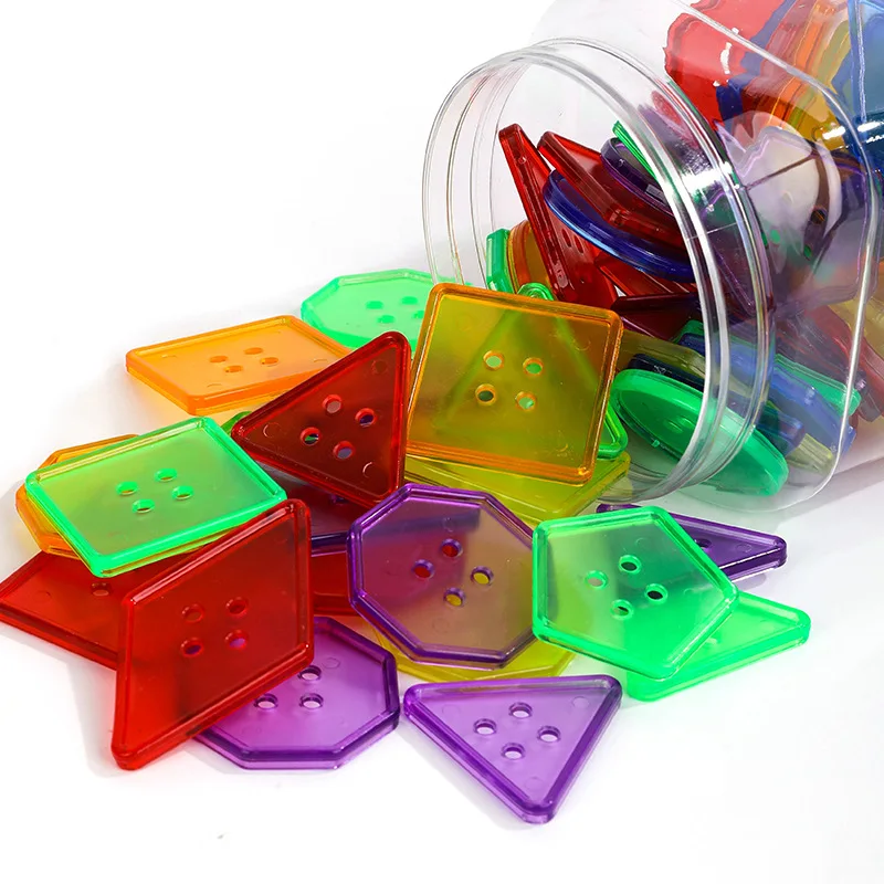 

Early education geometric transparent button threading , babies enlightenment intelligence, button stacking high building