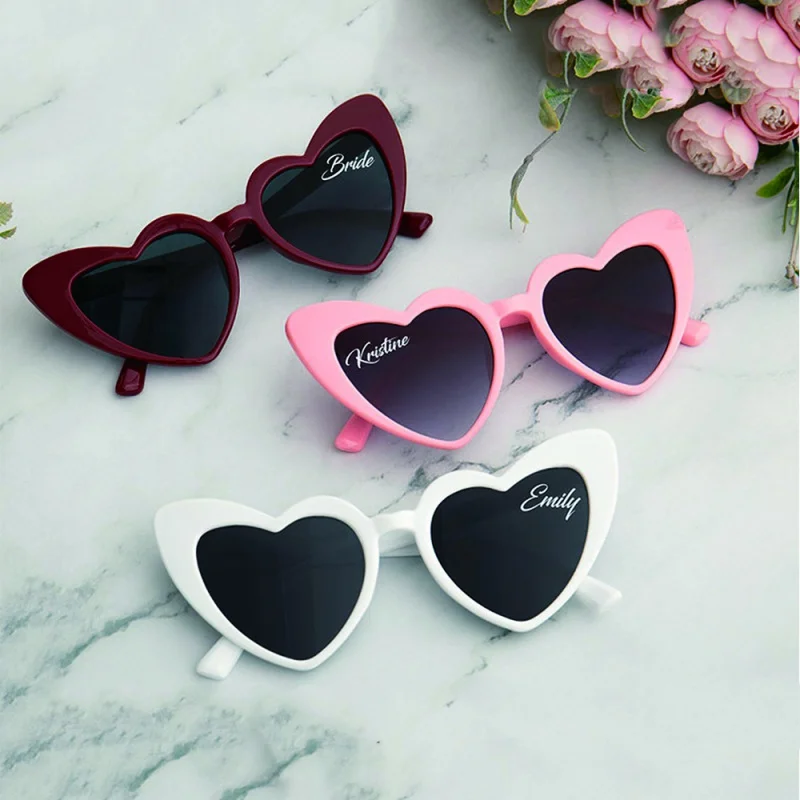 Personalized Heart Wedding Sunglasses White Heart Sunglasses Monogram Heart Sunglasses Summer Wedding Favors Summer Party