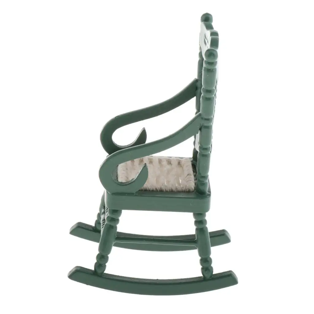 Poppenhuis miniatuur decor houten schommelstoel fantasiespel simulatie meubelset voor babypoppen op schaal 1/12