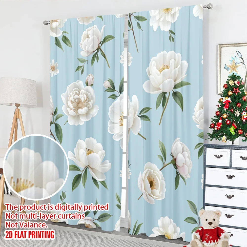 2 قطعة 2D ستارة الطباعة المسطحة الأزهار الفاوانيا فروع الرقمية المطبوعة البوليستر الستائر احتفالية الستائر استخدام لستائر لغرفة النوم #5