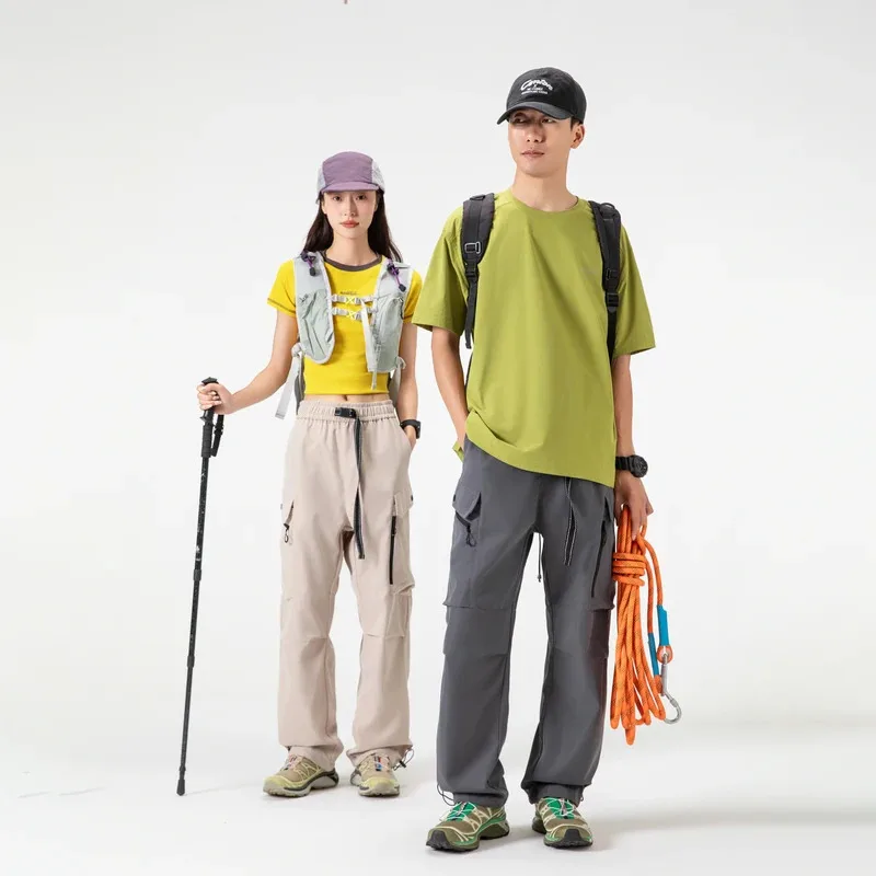 

Solid color basic work pants, men's loose outdoor hiking and mountaineering multi-pocket sport pants, motorcycle pants