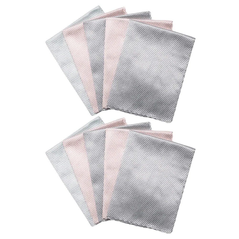 

10 Pcs Kitchen Cleaning Cloths Fiber Large Size Reusable for Dishes Stoves Sinks Design Microfiber Cloth