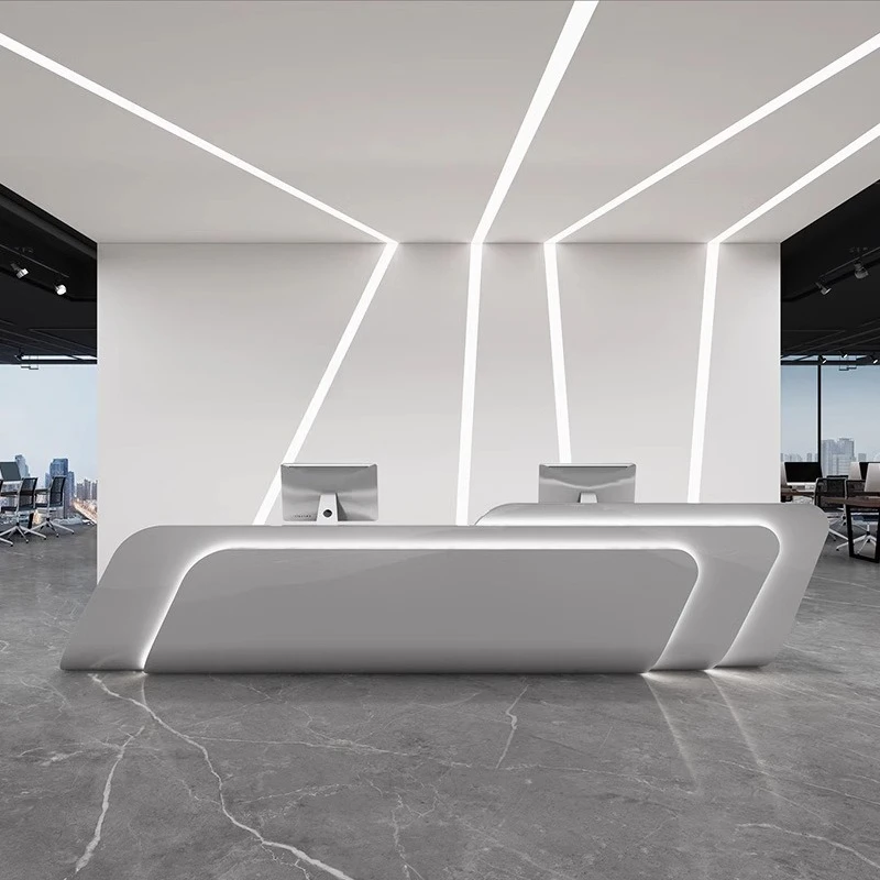 

Checkstand Business Reception Desks Modern Beauty Front Desk Reception Desks Counter Artificial Board Furniture Recepción MHJDT
