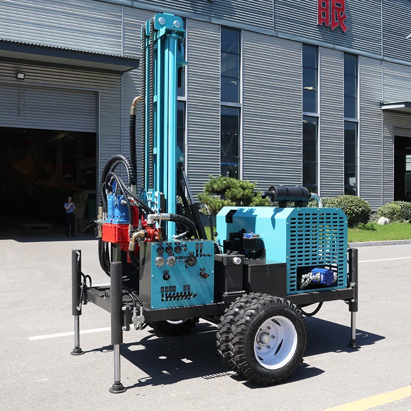 Customized Water Well Drilling Rig 300m Max Depth Diesel Engine Power Hydraulic System Wheeled for Rural Water Supply