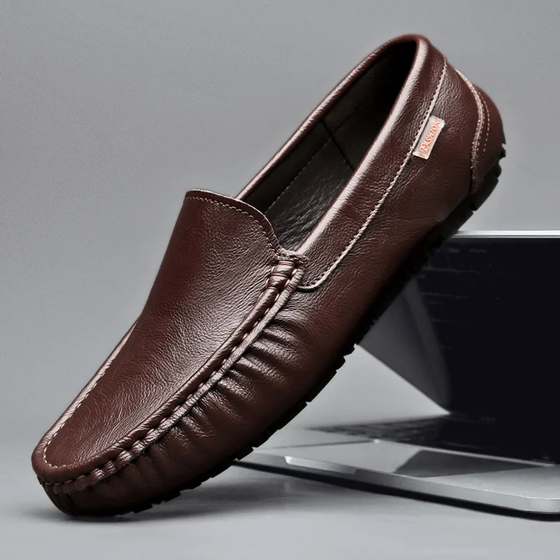 Leather Male Shoes Flat Casual Shoes Breathable 2025 Penny Loafers Men Slip on Man Moccasins Mens Driving Shoes Mocasines