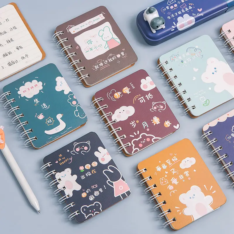 Korean Astronaut A7 Pocket Book Portable Notebook Student Cute Rollover Mini Thick Coil Stationery Kawaii Simple Journal Office