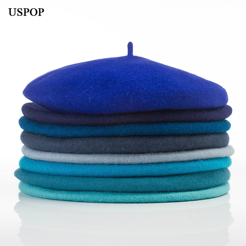 

USPOP Blue Green Color Series Berets Women Wool Beret