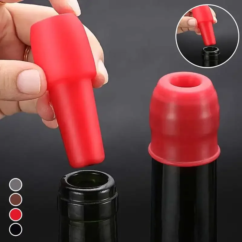 Silicone Wine Stoppers Beverage Bottle Sealer Reusable Sparkling Wine Bottle Stopper Keeping Wine Champagne Fresh Kitchen Tools