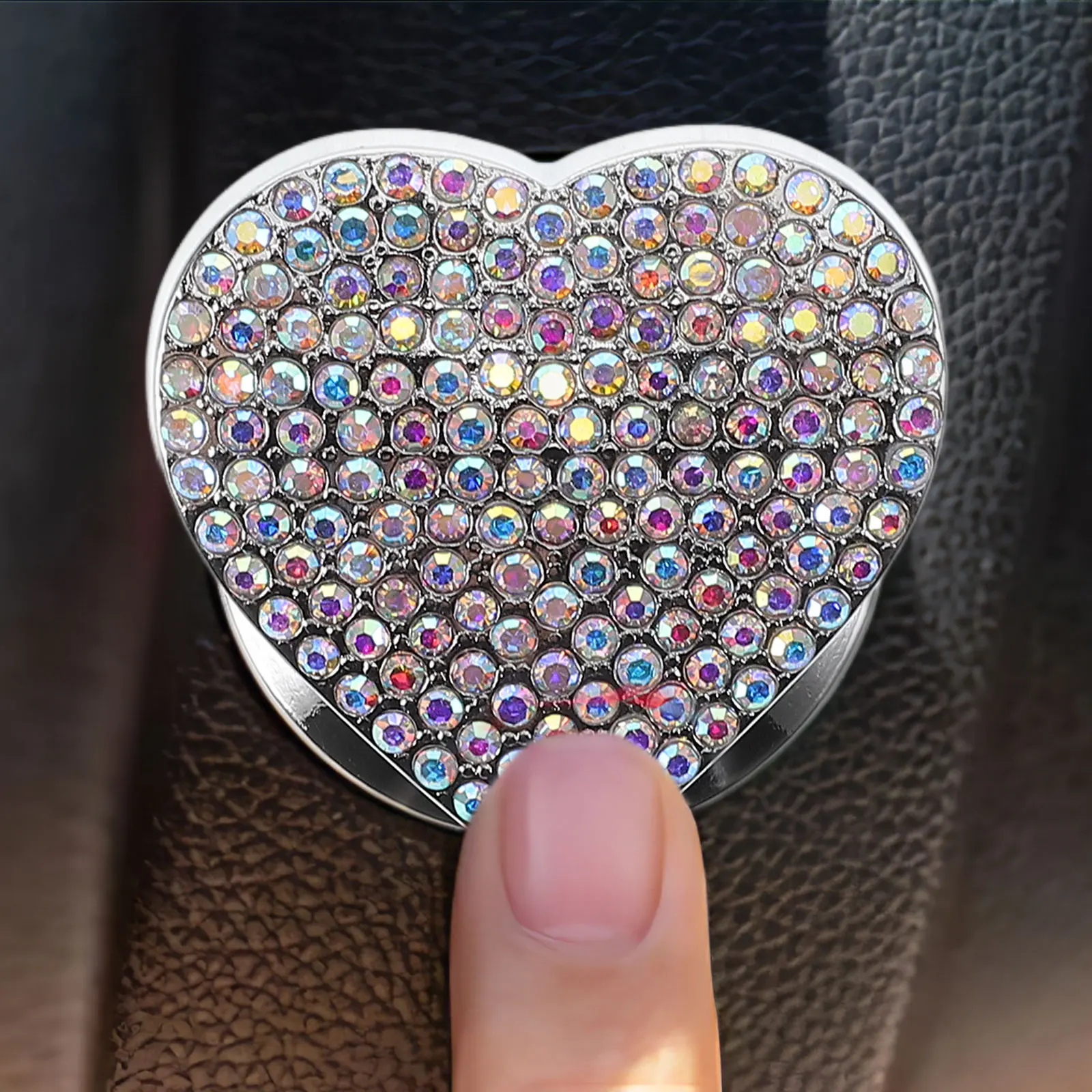 

Sparkly Rhinestone Auto Engine Cover Heart Shape Push To Start Cap Scratch Protection Durable Car Ignition Button Protective