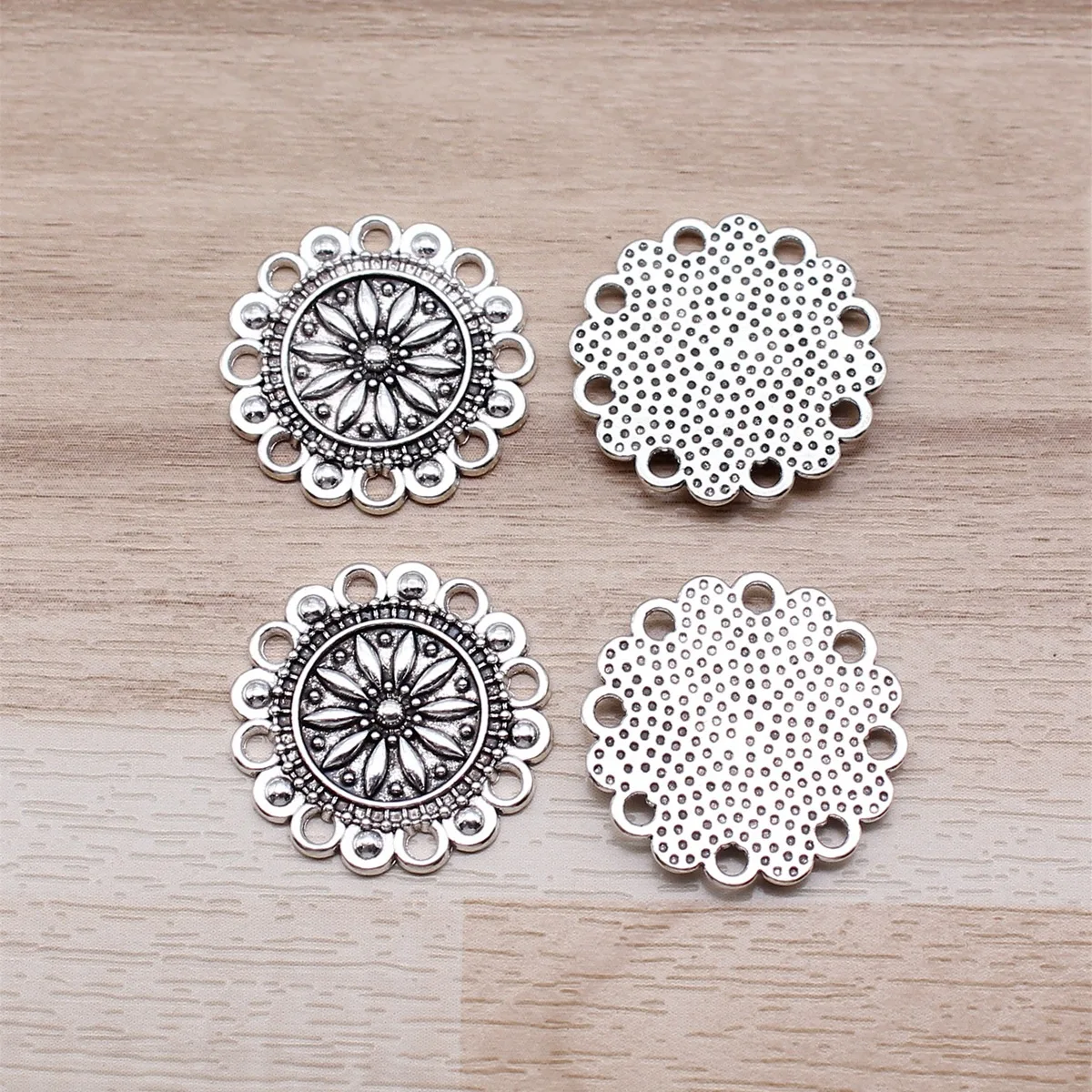 IFOCUS 10pcs/Lot Hollow Flower Pattern Charms For DIY Jewelry Making Zinc Alloy 19x19mm/0.75x0.75inch