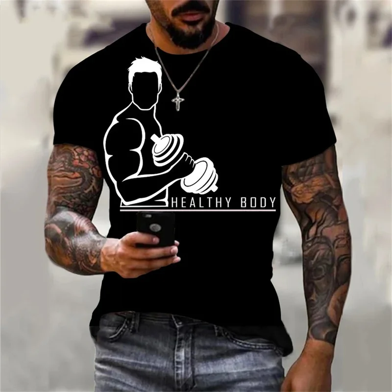 New Models Men's T-Shirts Boxing Fight Workout Casual Sporty Tops 3D Printed Street Style Crew Neck Tees Plus Size Men Clothing