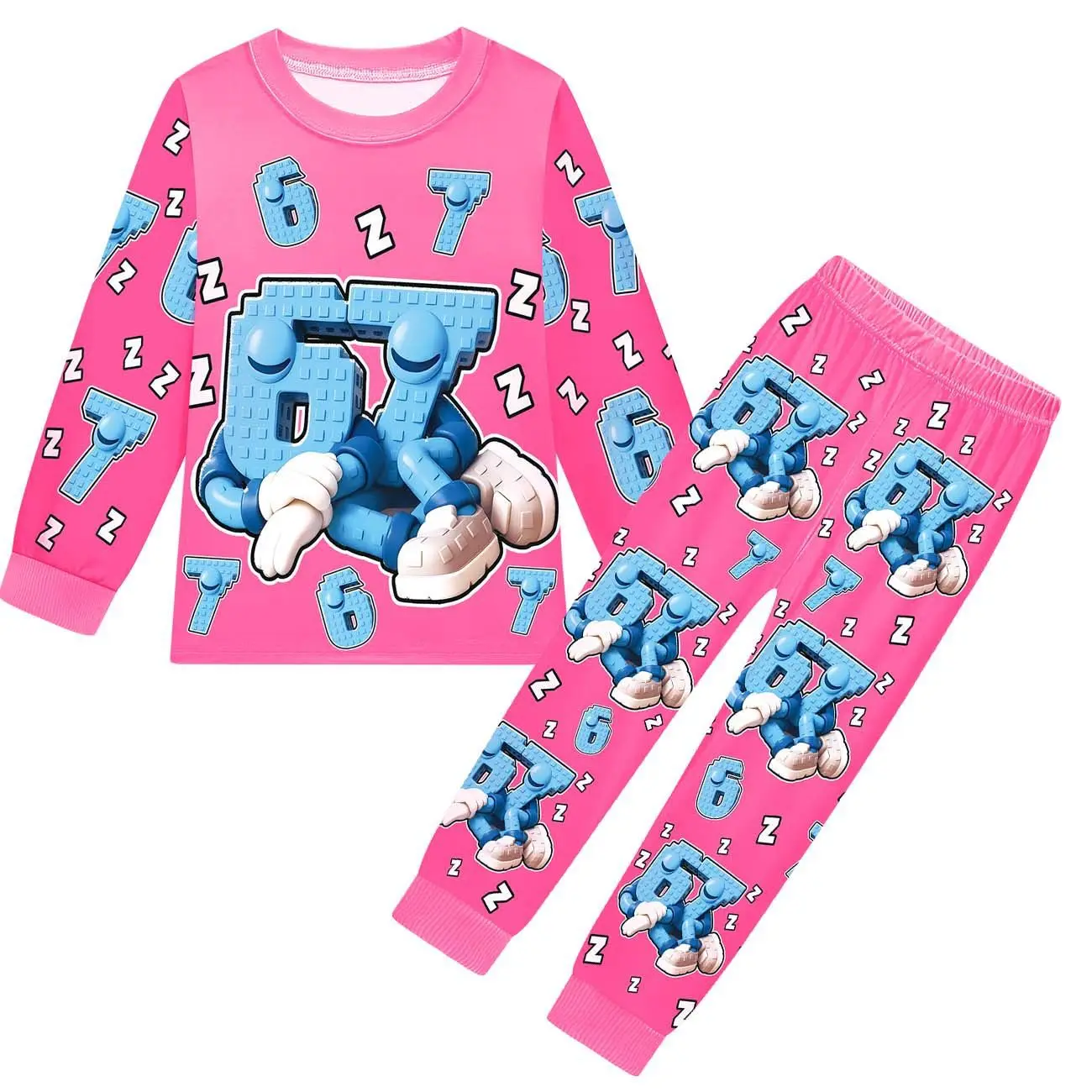 Six Seven Funny Brainrot Meme Kids Clothes Girls Pajama Set Boys Long Sleeve Trousers Pyjamas Autumn Sleepwear Suit