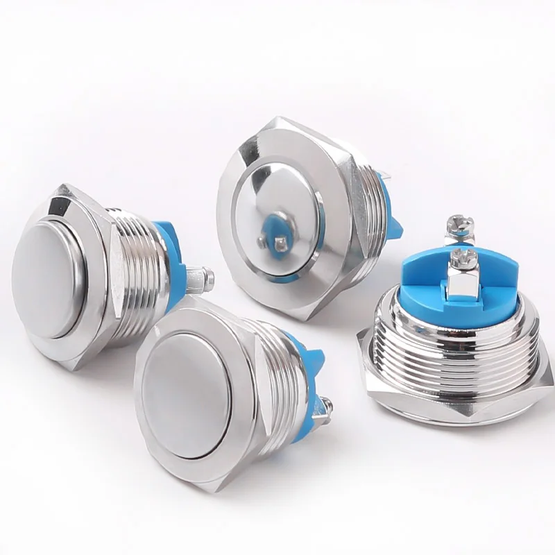 16MM 19MM 22MM Metal Button Switch Screw/Welding Foot High/Flat/Ball Head 1NO Momentary Waterproof  Switch