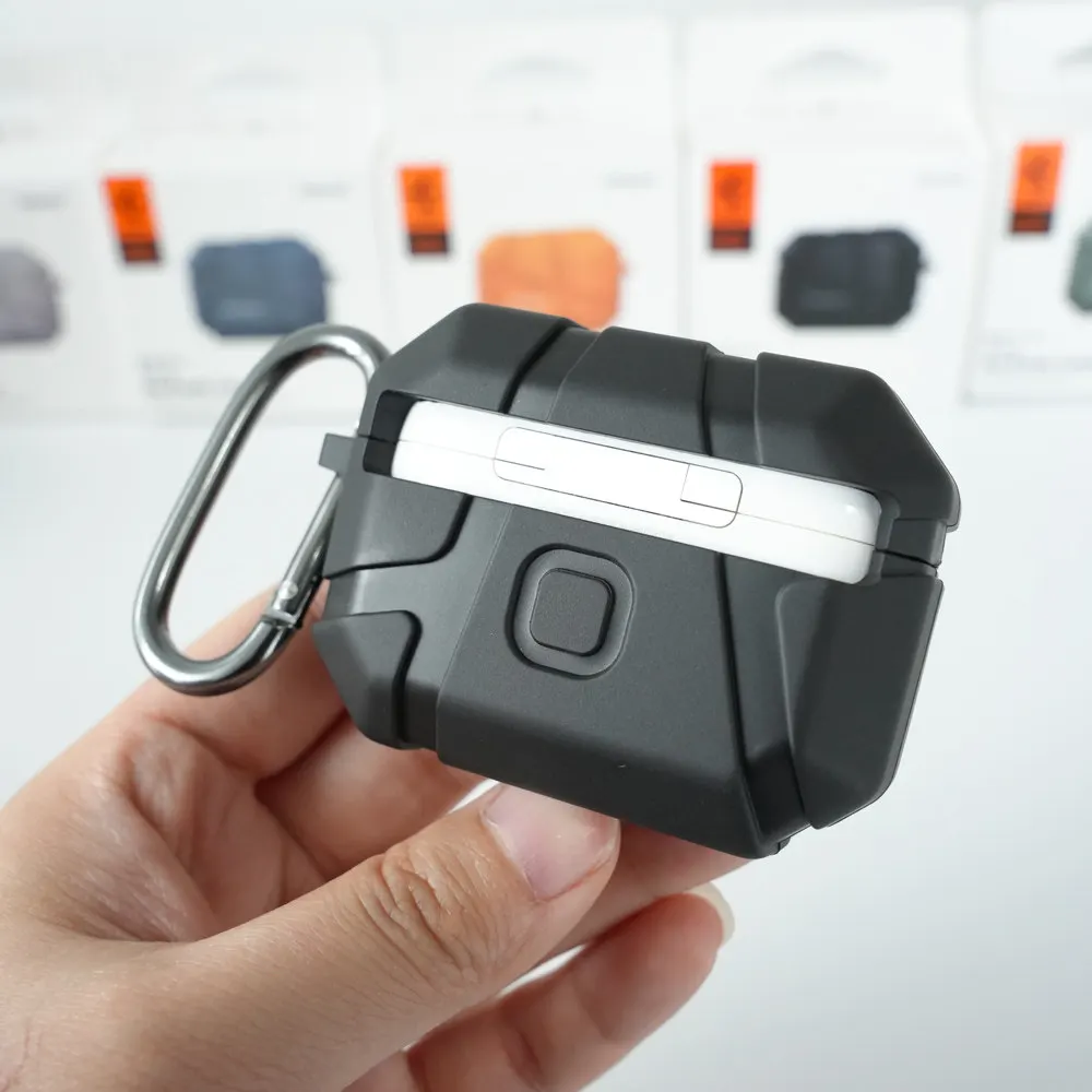 Spigen Rugged Armor Earphone Protective Case For Airpods 4/3/2/1 Pro 2 Meteorite Texture Anti Drop Headphone Cover With Keychain view 4