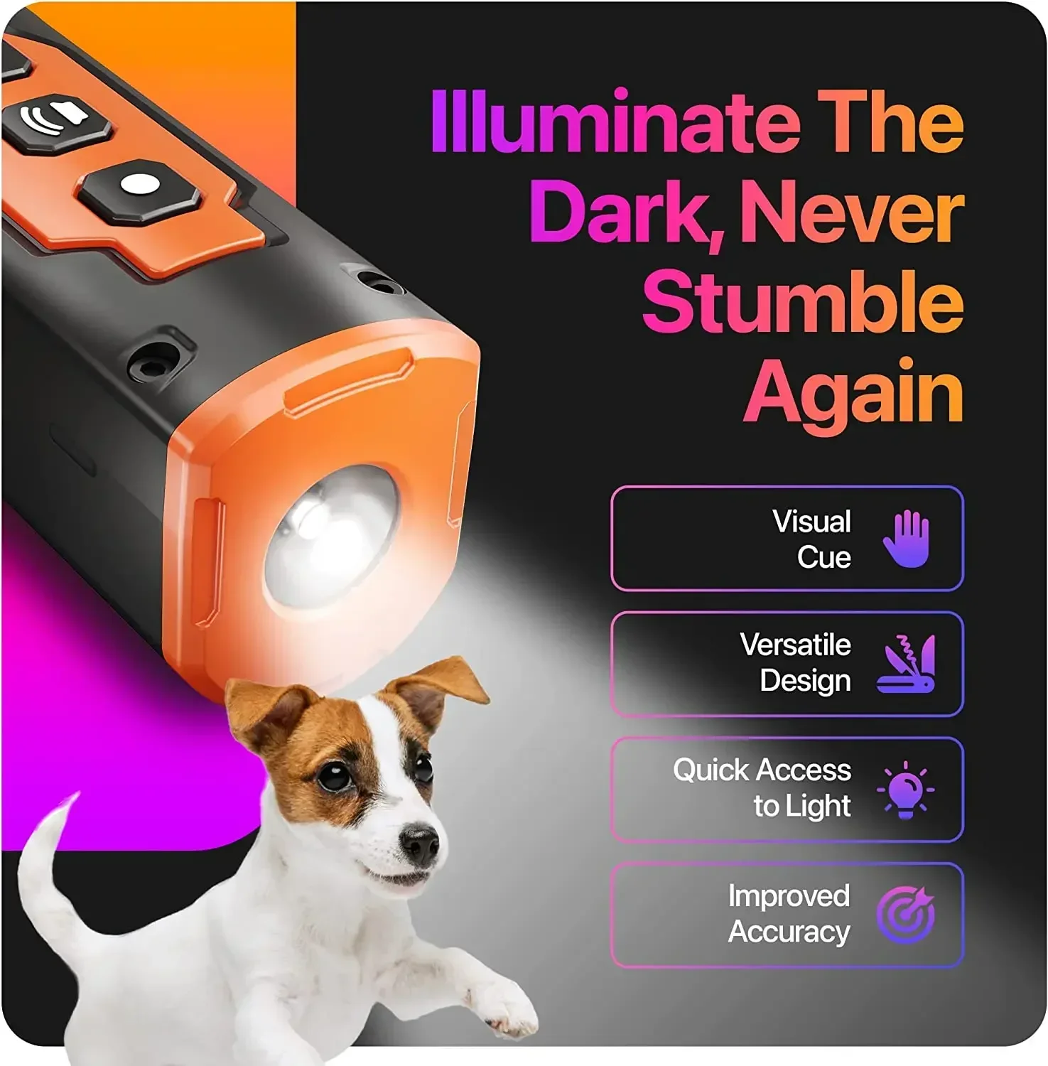 dog repellent Ultrasonic dog trainer Rechargeable anti-barking device withLED flashlight Portable to prevent dogs from barking