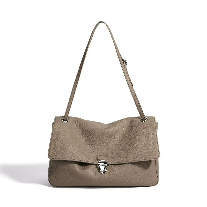 Versatile High-quality Cowhide Crossbody Bag, New Trendy Women's Large-capacity Commuter Shoulder Bag At The Underarm Position