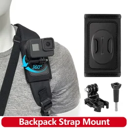 360° Rotation Backpack Strap Mount For GoPro Hero 12 11 10 9 8 7 6 5 4 SJCAM Insta360 X2 X3 DJI Osmo Action Camera Accessories