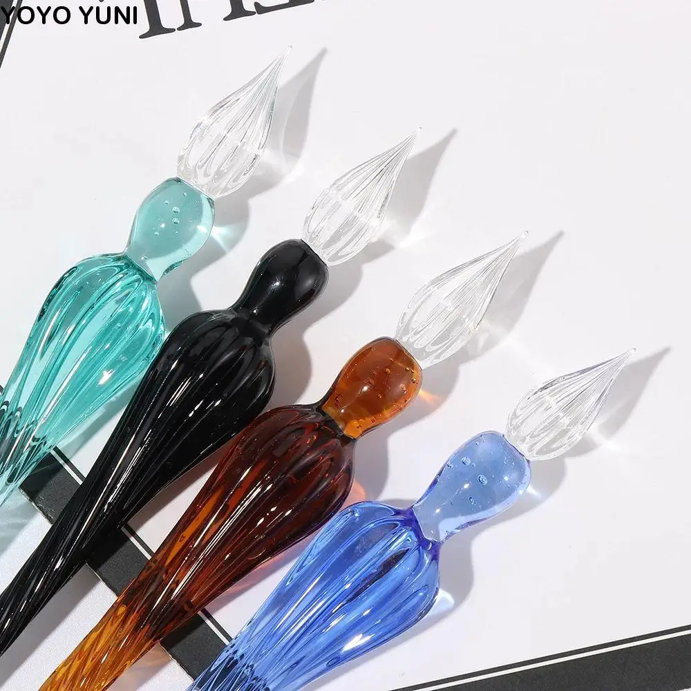 Stationery School Supplies Handmade Signature Calligraphy Filling Ink Glass Dip Pen Dipping Pen Crystal Fountain Pens