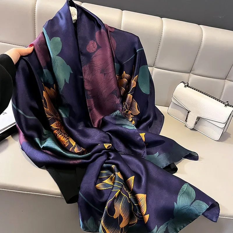

Spring Scarf Women's Luxury Design Scarf Silk Smooth Scarf Soft Muslim Headband Shawl Beach 85x180cm