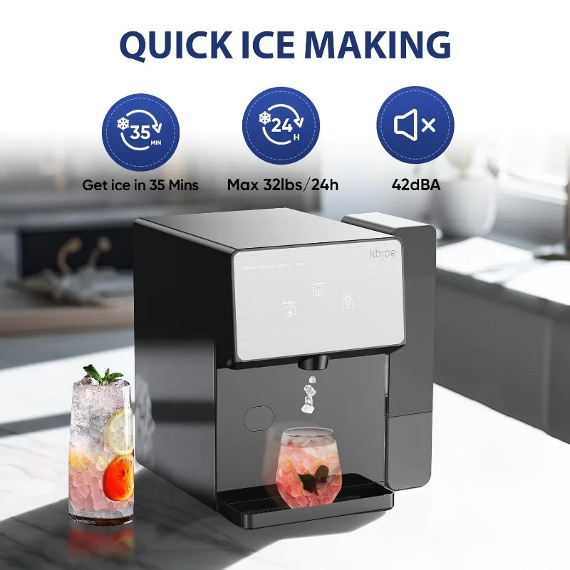 Machine à glaçons à pépites avec glace à mâcher douce, 32 artériels en 24 heures, panneau tactile LED, 3.0