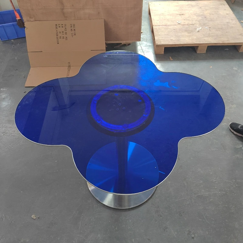 

Acrylic coffee table Klein blue rotatable light luxury minimalist household commercial leisure table