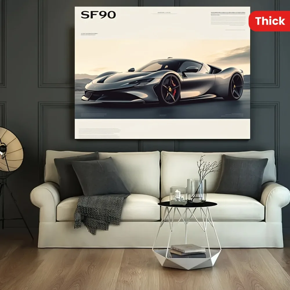 Supercar Canvas Art Painting - Luxury car wall decoration, suitable for families and car enthusiasts, 1.5 inch thick pine frame