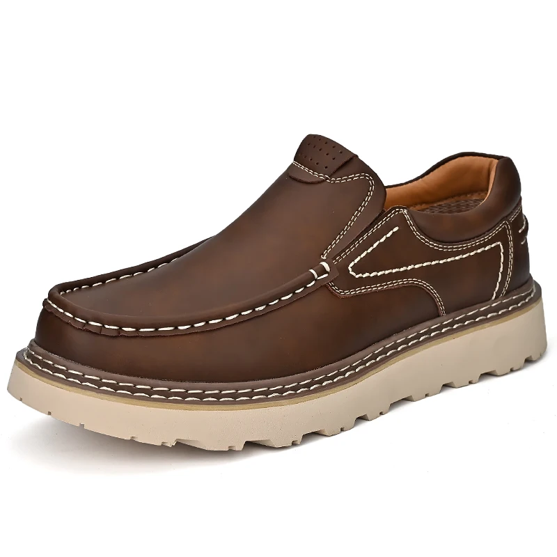 Zapatos de trabajo de marca para hombre, zapatos informales de suela gruesa resistentes al desgaste, Oxford, versátiles, de negocios