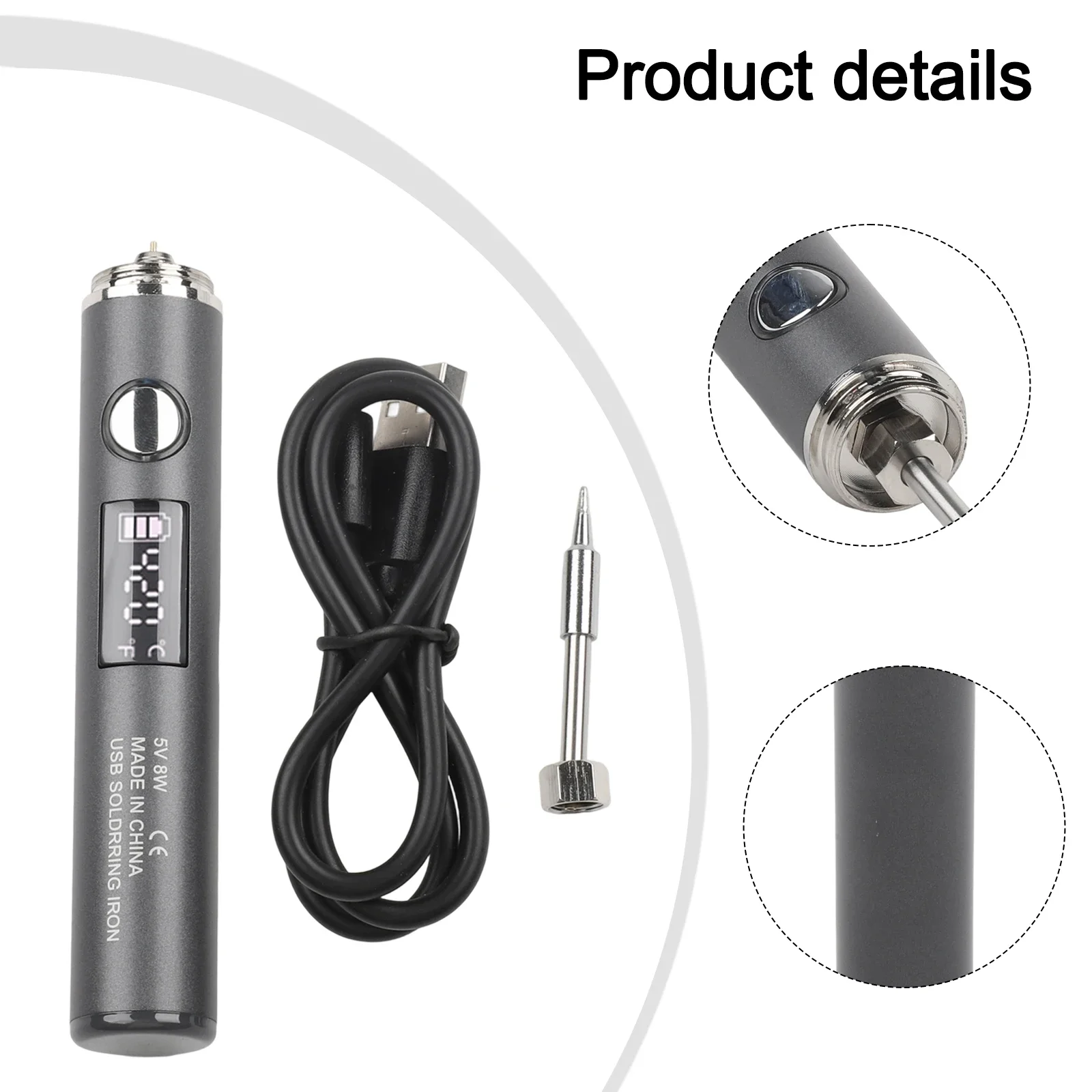 Adjustable Temperature Soldering Tool Adjustable Temperature Black Silver Cordless Soldering Iron Complete Soldering Set
