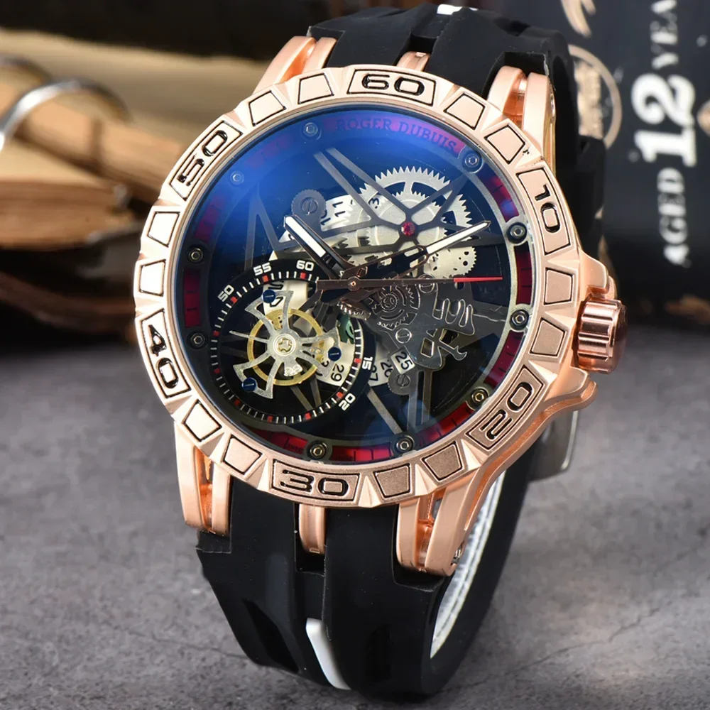 Sale Roger Top Quality Original Brand Watches For Mens Big Dial Luxury Fashion Quartz Wristwatch Classic Sports AAA+ Male Clocks