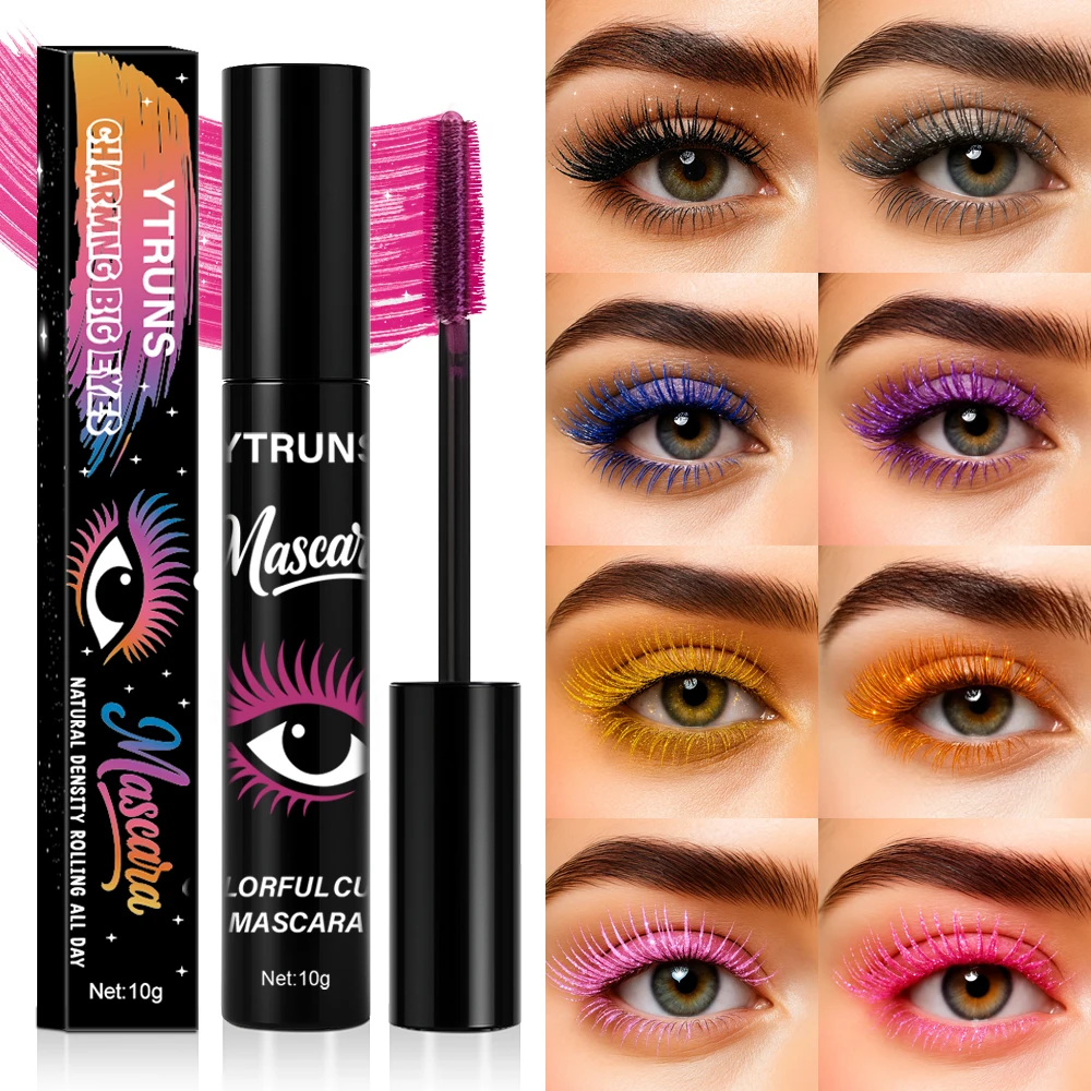 8 Color Glitter Mascara – Lengthening & Volumizing with Subtle Shimmer, Waterproof, Smudge-Proof and Long-Wearing Formula