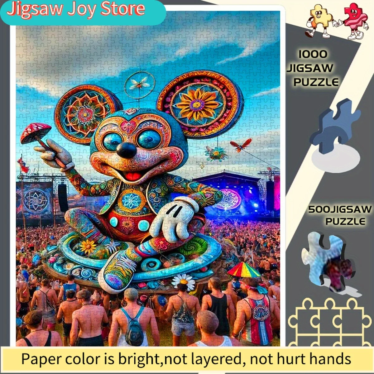 

Пазл Disney DIY, бумажный пазл, психоделический костюм Микки для музыкального фестиваля, подходит для (домашнего отдыха, пазл для пар)