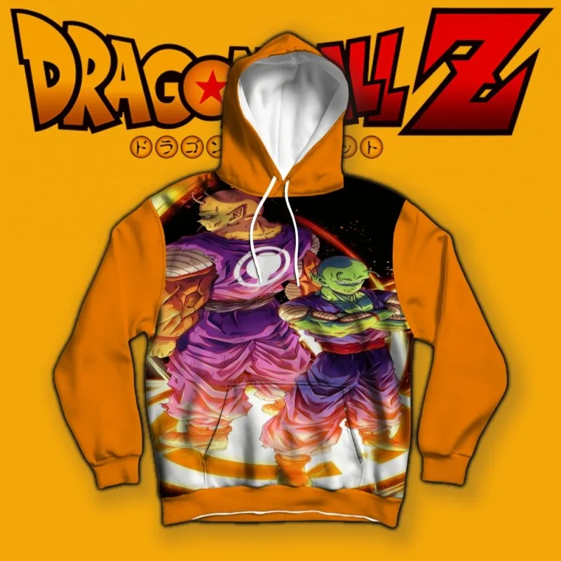 

Толстовка с капюшоном Dragon Ball, принт Tien Shinhan & Piccolo, уникальный динамический боевой дизайн, яркие цвета, необходимые для фанатов аниме